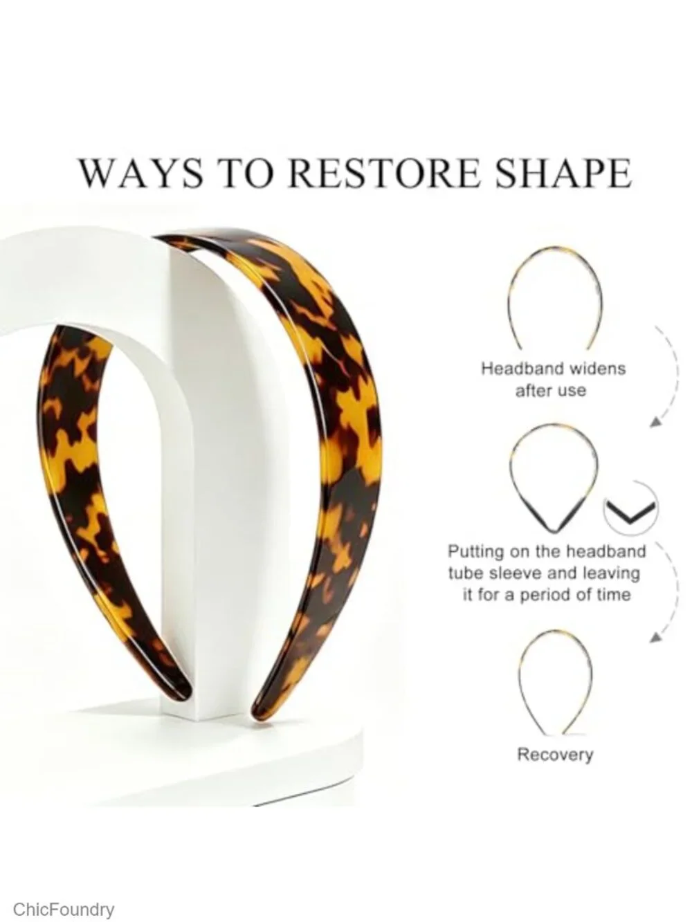 Wide Tortoise Shell Headband with Teeth Premium Acetate No Slip Hair Band